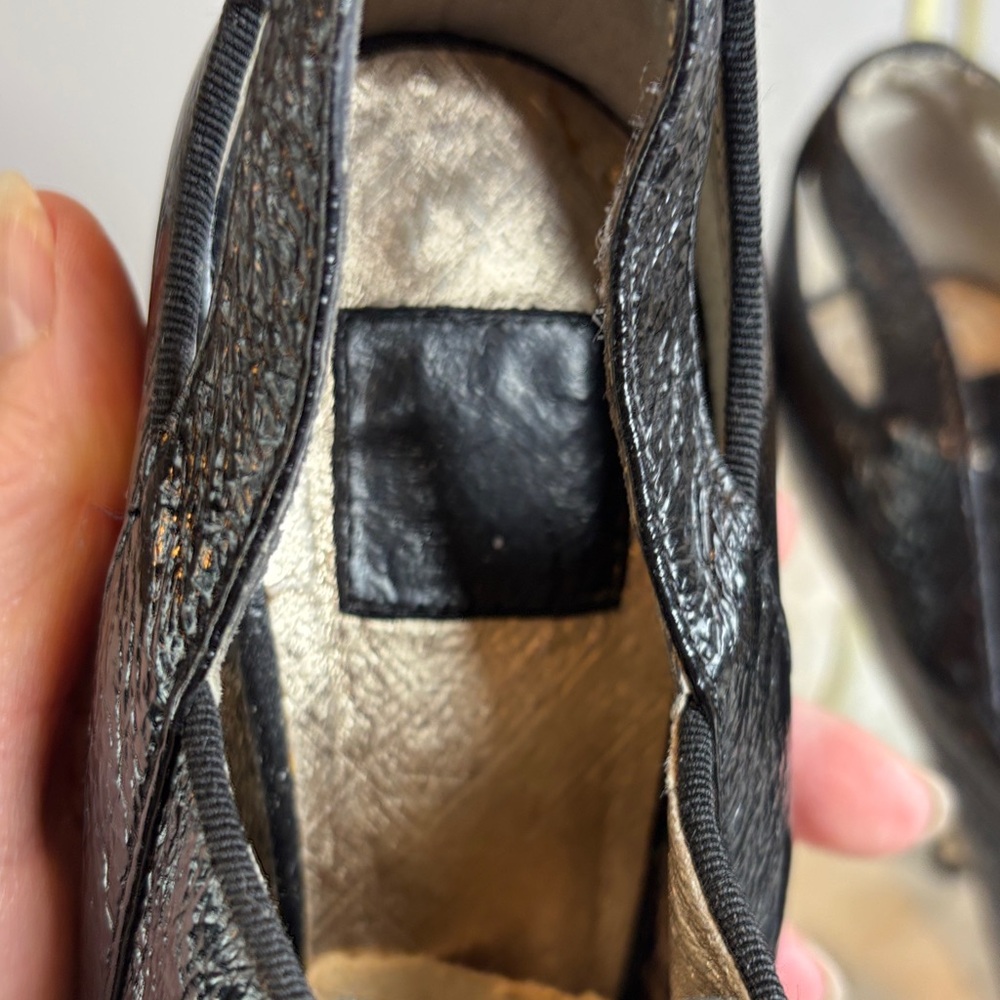 Black Oxford Style Lace up Peep-Toe Platform Leather Heels Made in Italy. Size 6 - Picture 12 of 12